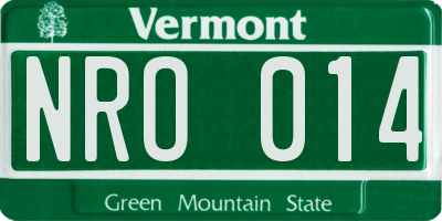 VT license plate NRO014