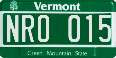 VT license plate NRO015