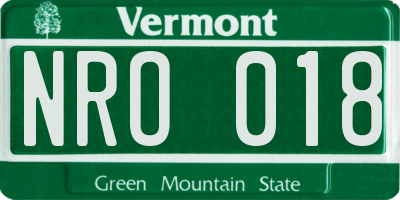 VT license plate NRO018