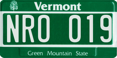 VT license plate NRO019