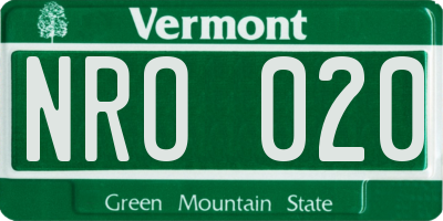 VT license plate NRO020