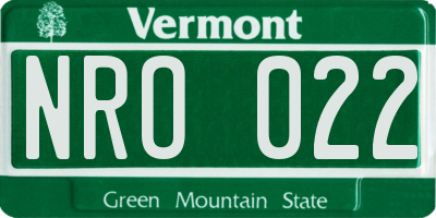VT license plate NRO022