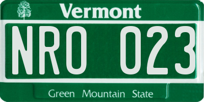 VT license plate NRO023