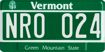 VT license plate NRO024