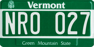 VT license plate NRO027