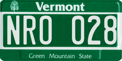 VT license plate NRO028