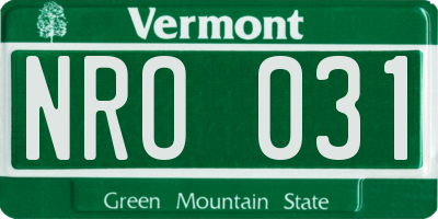 VT license plate NRO031