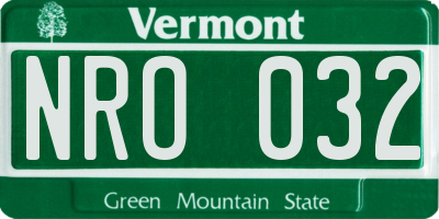 VT license plate NRO032