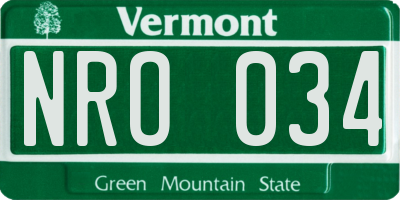 VT license plate NRO034