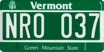 VT license plate NRO037