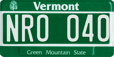 VT license plate NRO040