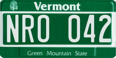 VT license plate NRO042