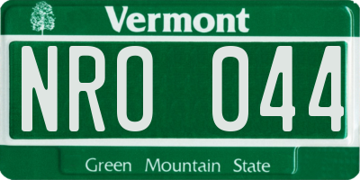 VT license plate NRO044