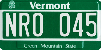 VT license plate NRO045