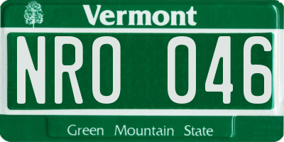 VT license plate NRO046