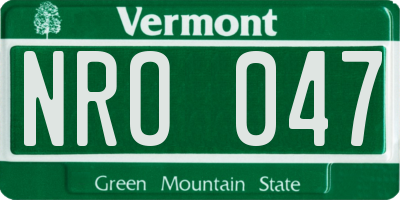 VT license plate NRO047