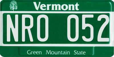VT license plate NRO052