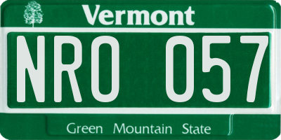 VT license plate NRO057