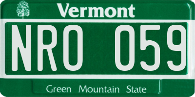 VT license plate NRO059