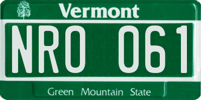 VT license plate NRO061