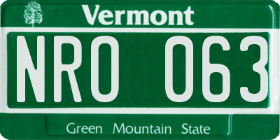 VT license plate NRO063