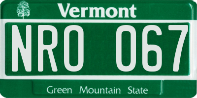 VT license plate NRO067
