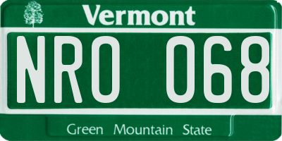 VT license plate NRO068