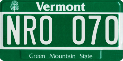 VT license plate NRO070