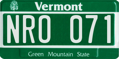 VT license plate NRO071