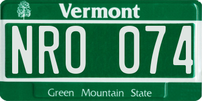 VT license plate NRO074