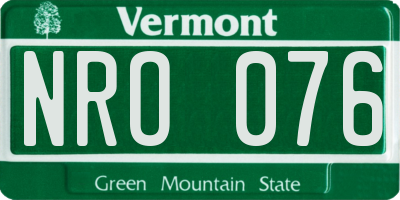 VT license plate NRO076