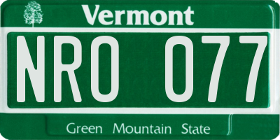 VT license plate NRO077