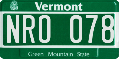 VT license plate NRO078
