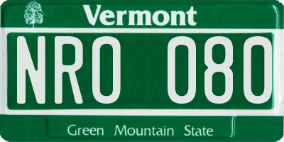 VT license plate NRO080