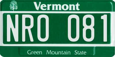 VT license plate NRO081