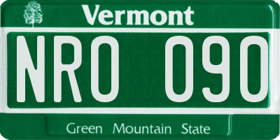 VT license plate NRO090