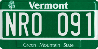 VT license plate NRO091