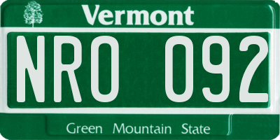 VT license plate NRO092