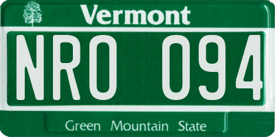 VT license plate NRO094