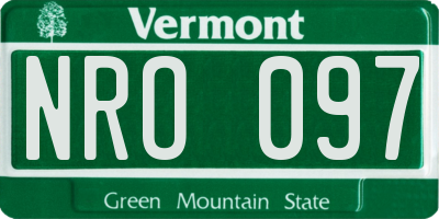 VT license plate NRO097