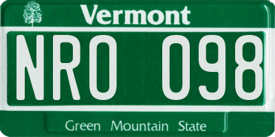 VT license plate NRO098
