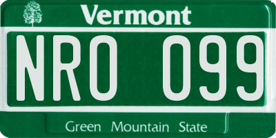 VT license plate NRO099