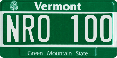 VT license plate NRO100