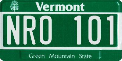 VT license plate NRO101