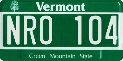 VT license plate NRO104