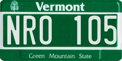 VT license plate NRO105