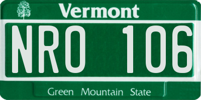 VT license plate NRO106