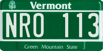 VT license plate NRO113