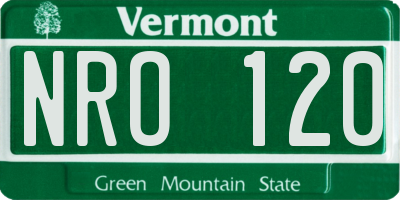 VT license plate NRO120