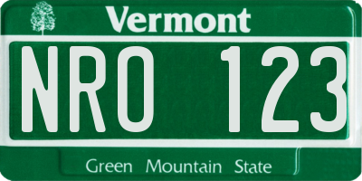 VT license plate NRO123